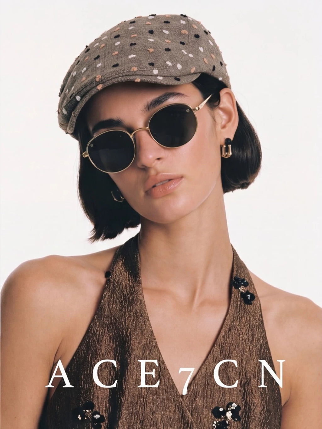 Flocked Multicolor-Yarn Flat Cap — ACE7CN