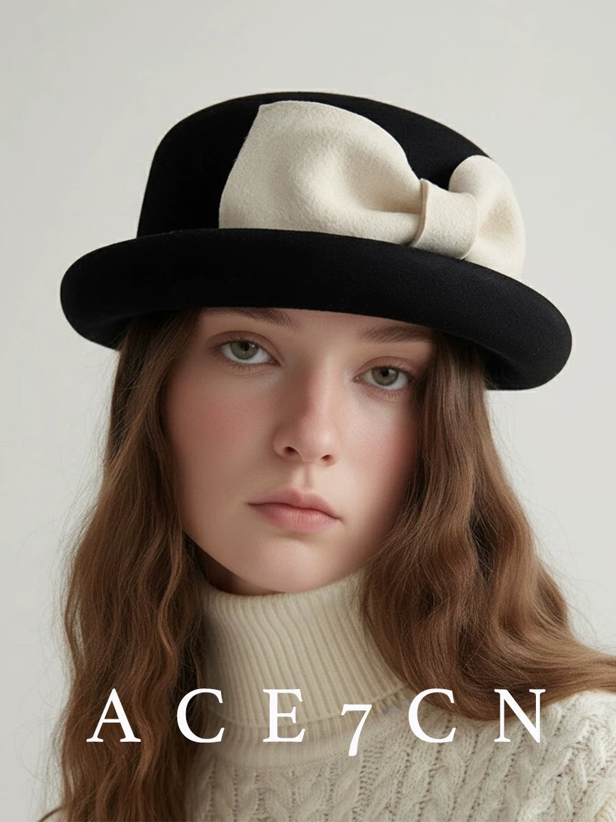 Bow-Detail Wool Fedora — ACE7CN