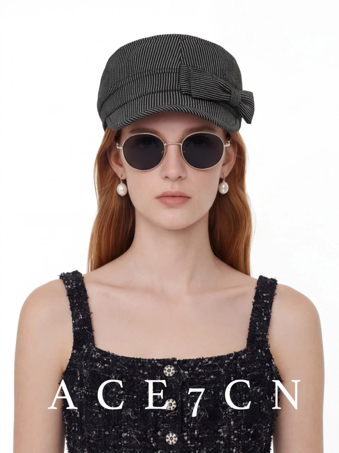 Striped Bow Equestrian Cap — ACE7CN