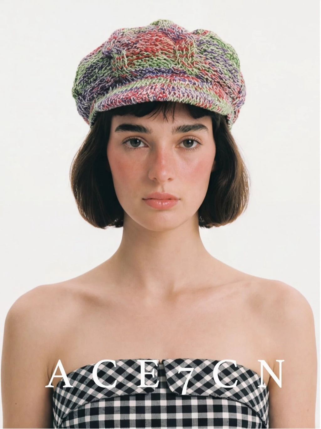 Hand-Crochet Cotton-Linen Newsboy Cap — ACE7CN