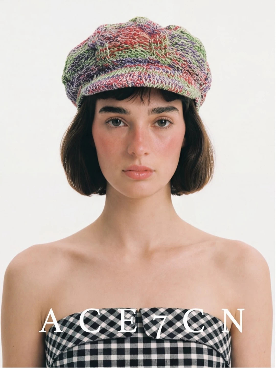Hand-Crochet Cotton-Linen Newsboy Cap — ACE7CN