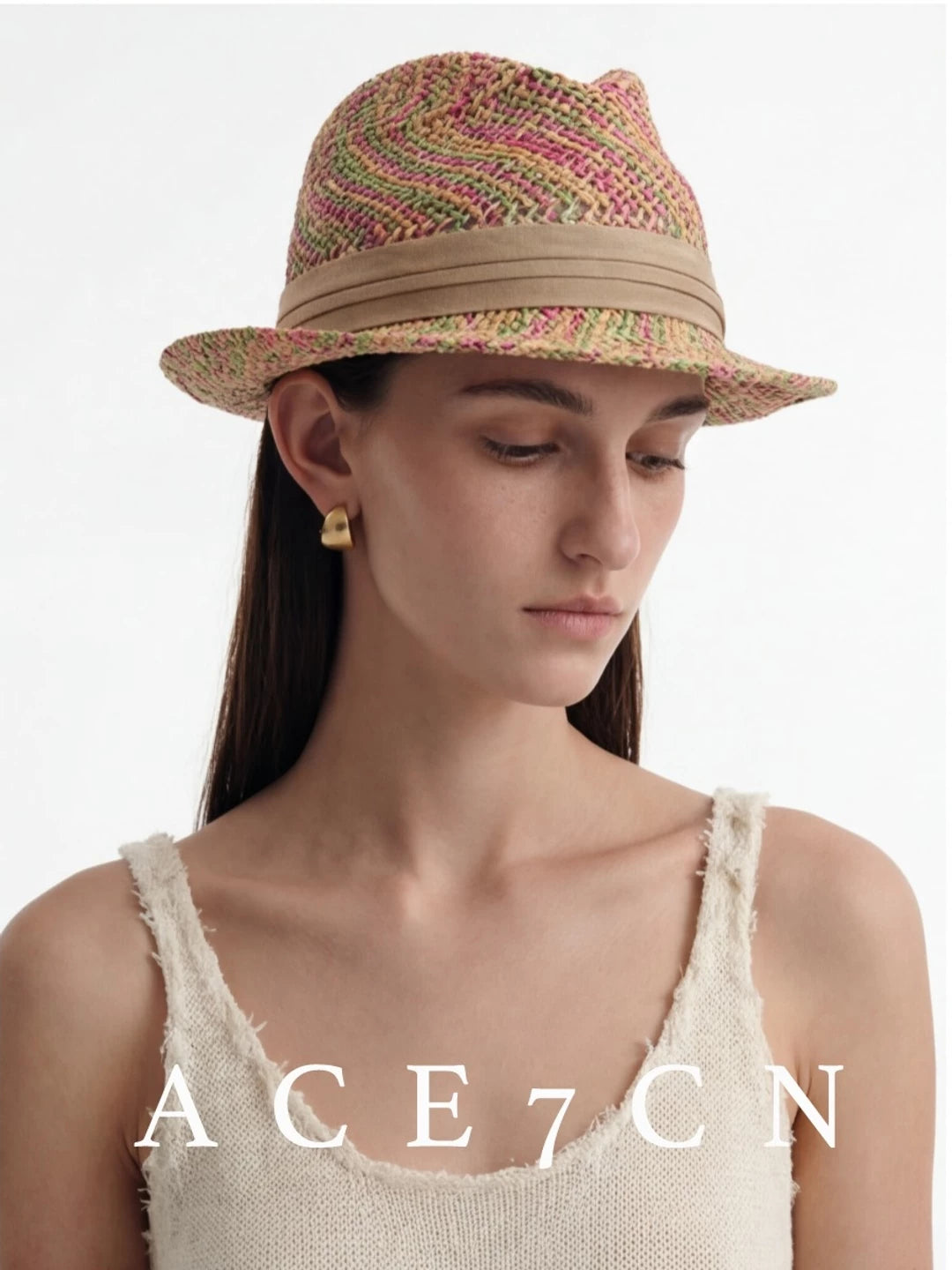 Multicolor Straw Western Fedora — ACE7CN