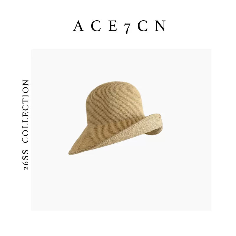 Roll-Brim Straw Bucket Hat — ACE7CN