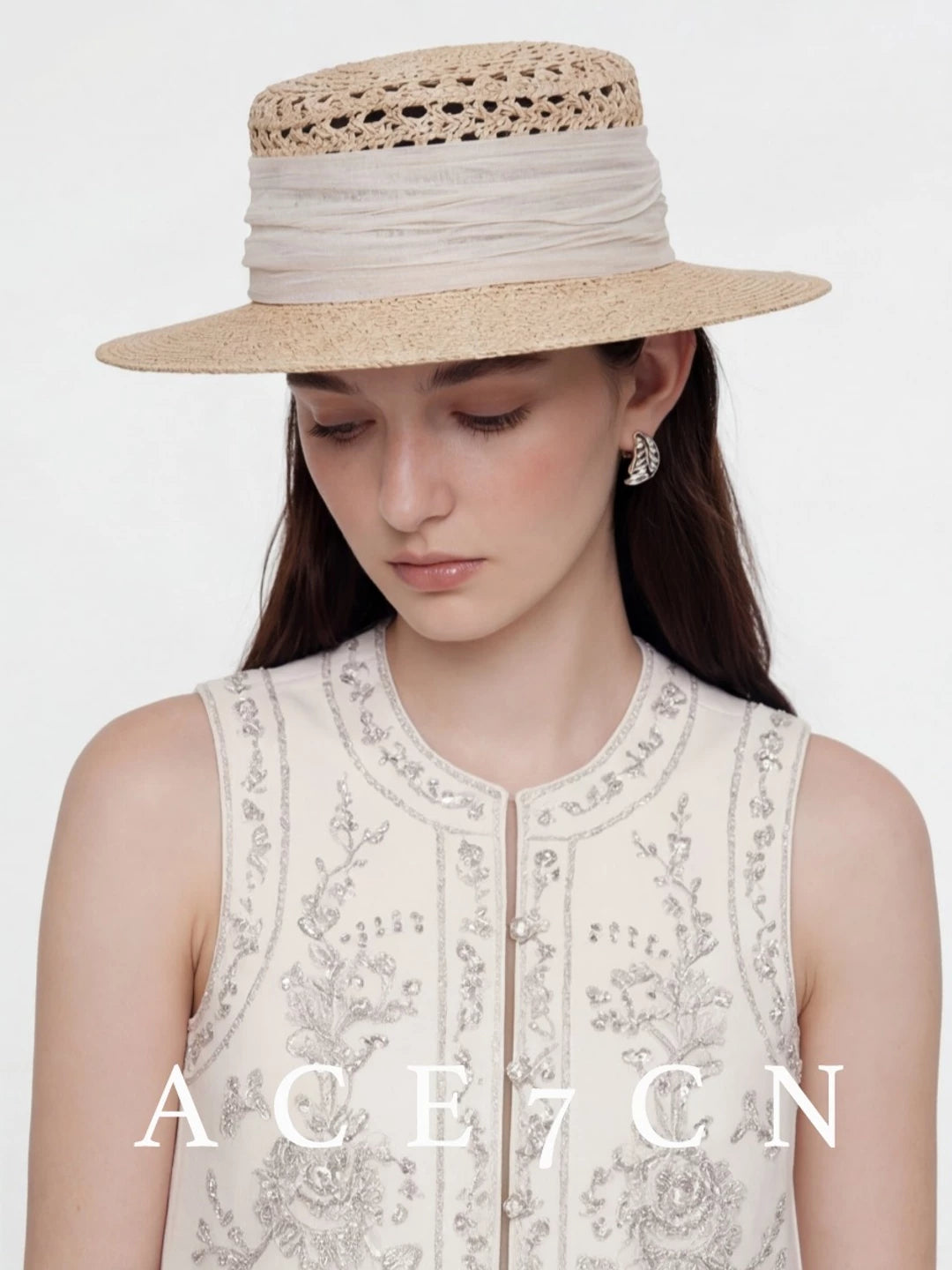 Openwork Silk-Raffia Flat-Brim Fedora — ACE7CN