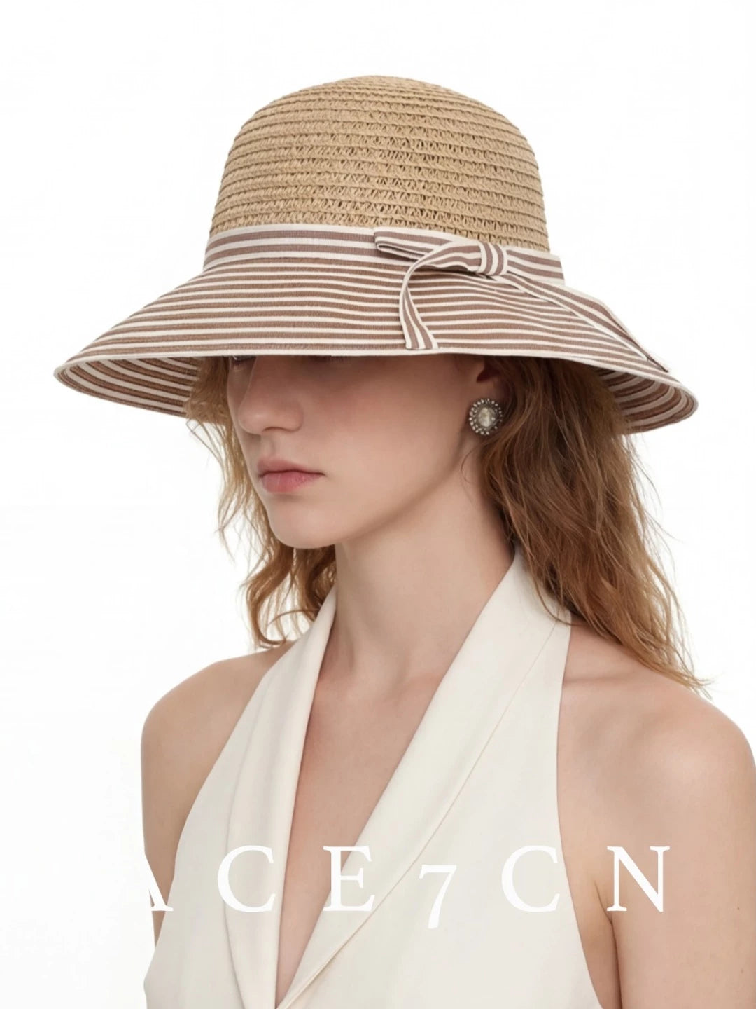 Bow-Trim Straw Sun Hat — ACE7CN