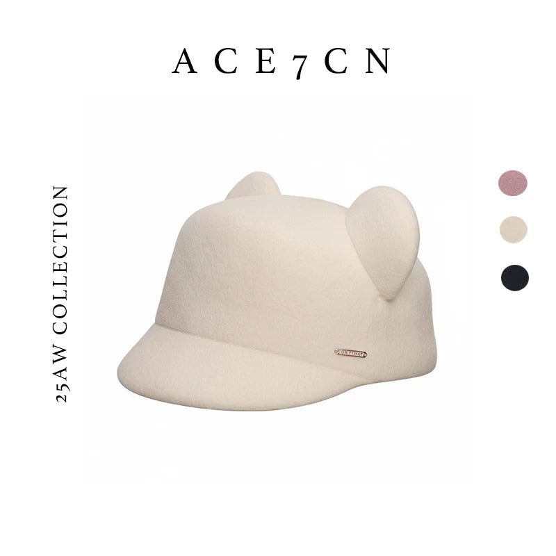 Mouse-Ear Wool-Felt Equestrian Cap — ACE7CN