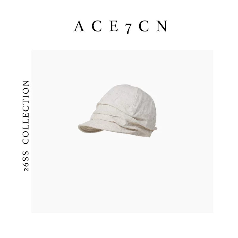 Hand-Pleated Linen Newsboy Cap — ACE7CN
