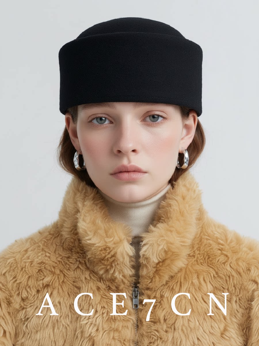 Round-Top Wool Pillbox Hat — ACE7CN