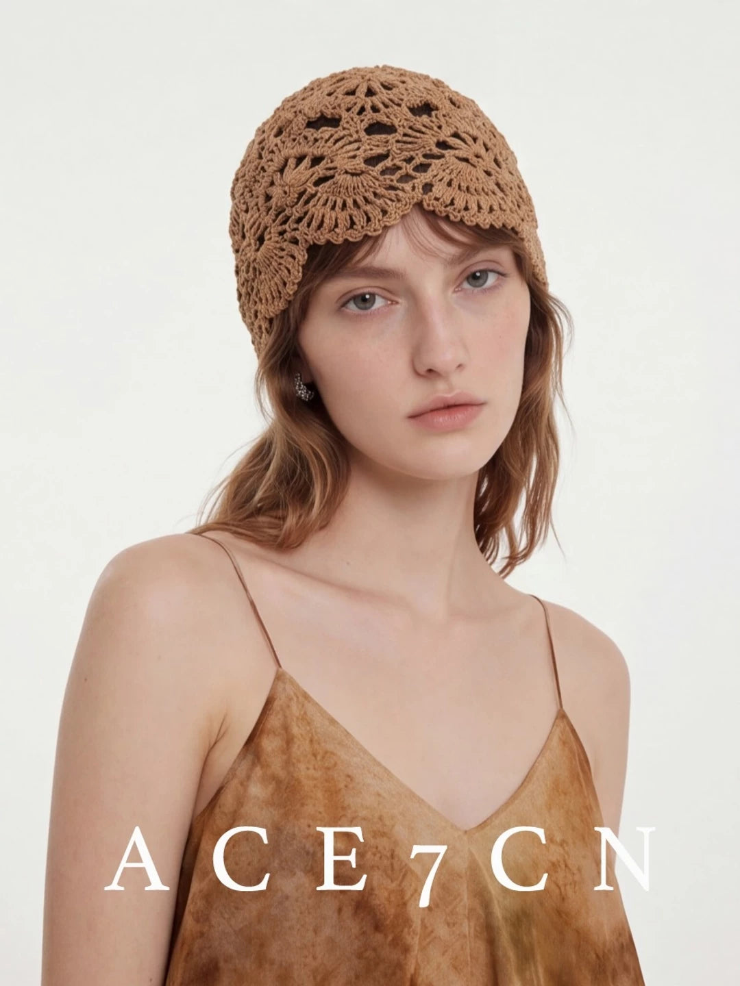 Openwork Knit Wrap Beanie — ACE7CN