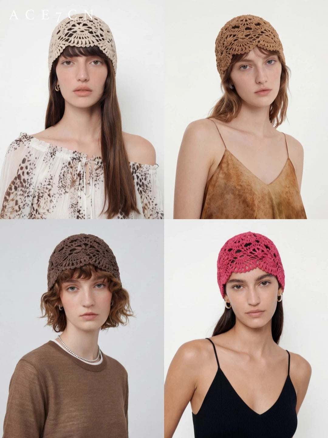 Openwork Knit Wrap Beanie — ACE7CN