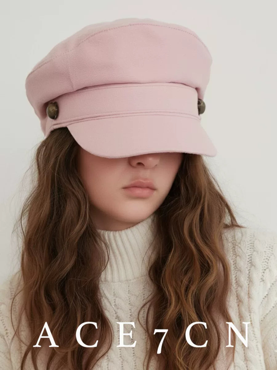 Suede Peaked Newsboy Cap — ACE7CN