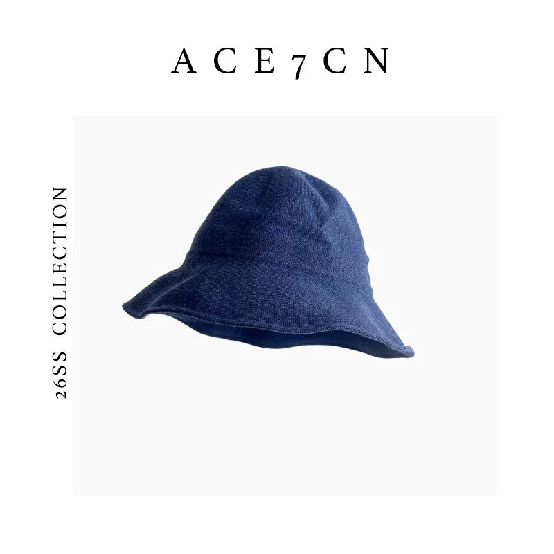 Lyocell Crochet Wide-Brim Bucket Hat — ACE7CN