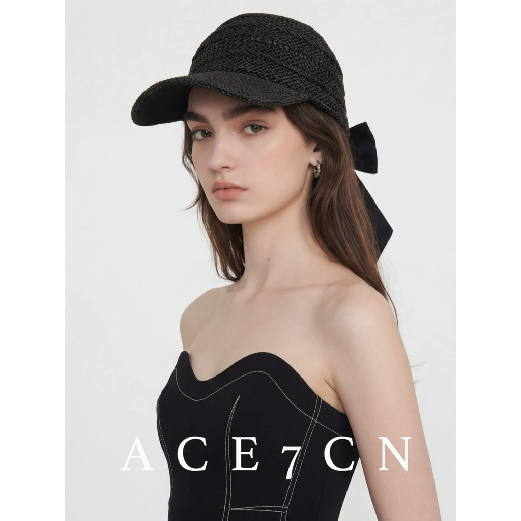 Openwork Paper-Straw Baseball Cap — ACE7CN