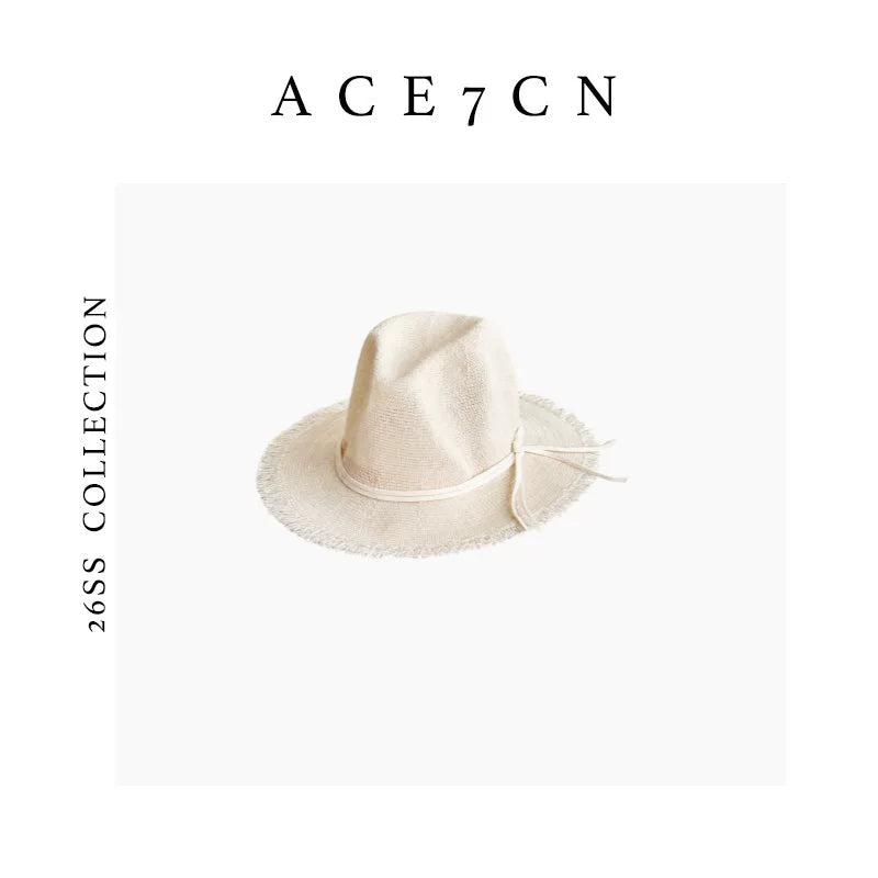 Linen-Straw Fedora Hat — ACE7CN