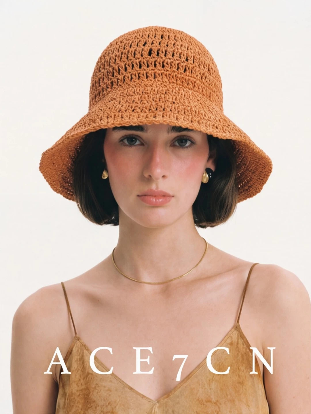 Hand-Crochet Straw Bucket Hat — ACE7CN