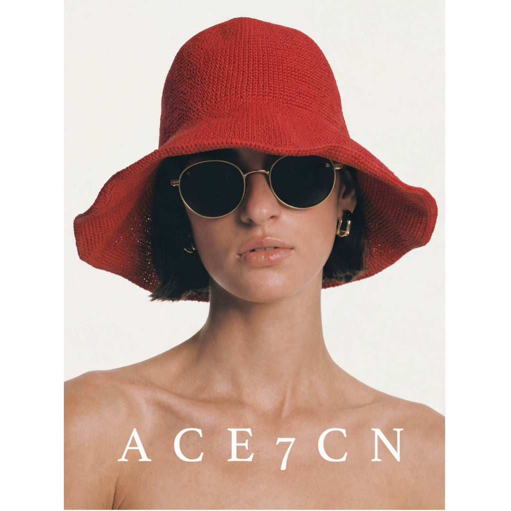 Foldable Hand-Crochet Wide-Brim Bucket Hat — ACE7CN