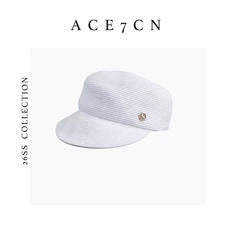 Intricate-Weave Straw Equestrian Cap — ACE7CN
