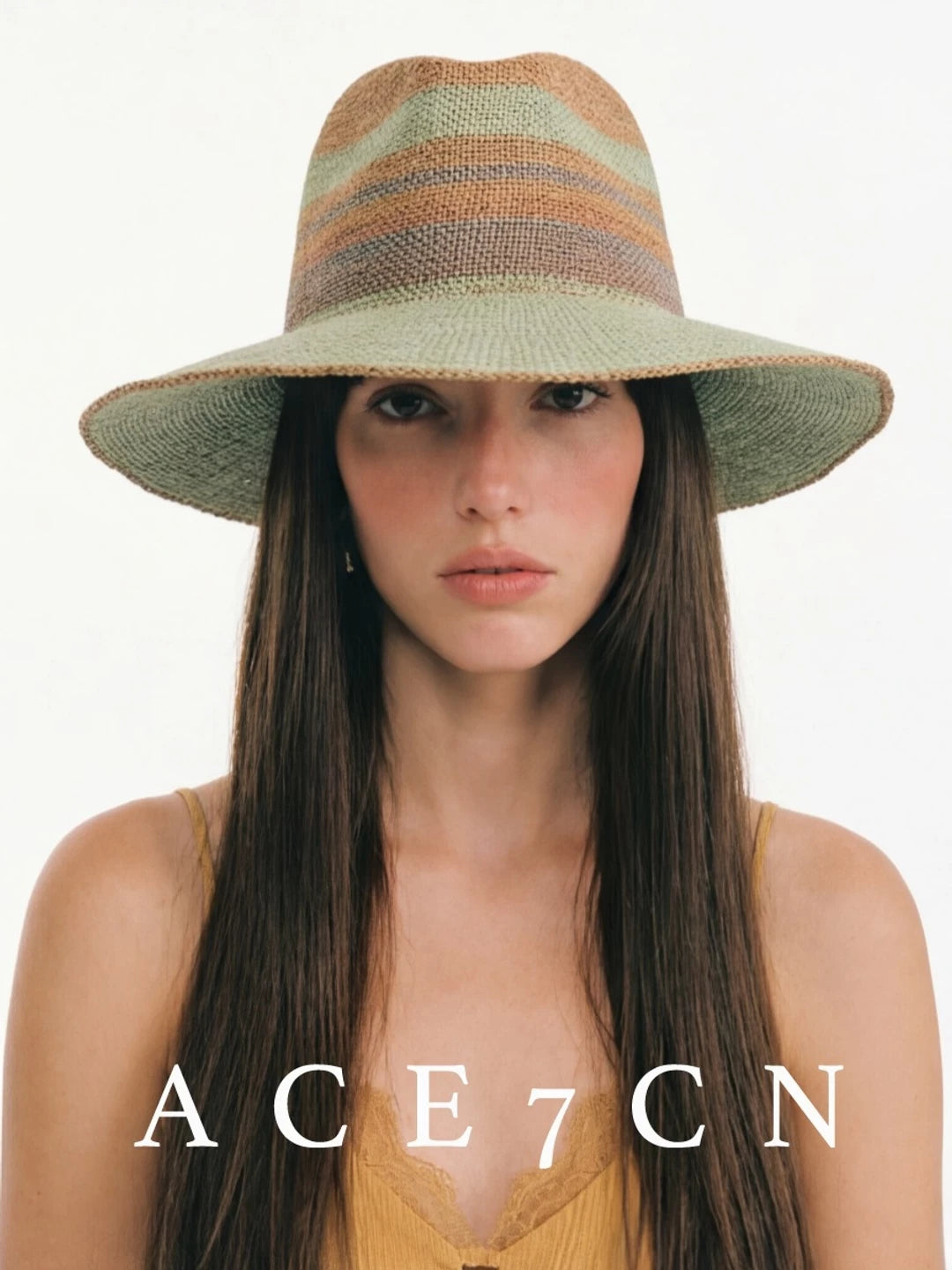 Hand-Woven Color-Block Panama Hat — ACE7CN