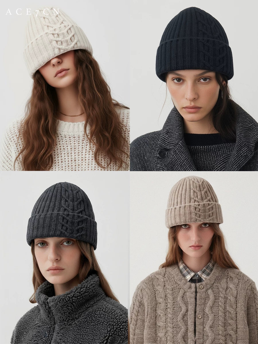 Cable-Knit Cashmere Beanie — ACE7CN