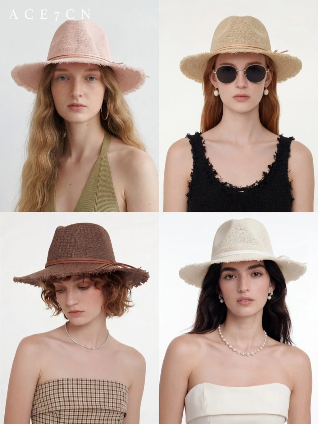 Linen-Straw Fedora Hat — ACE7CN