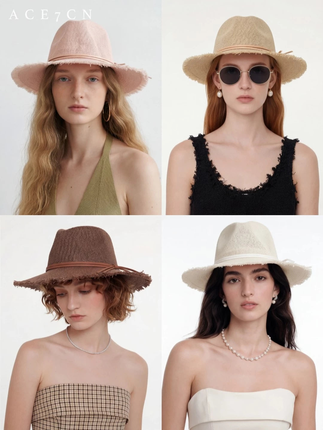 Linen-Straw Fedora Hat — ACE7CN