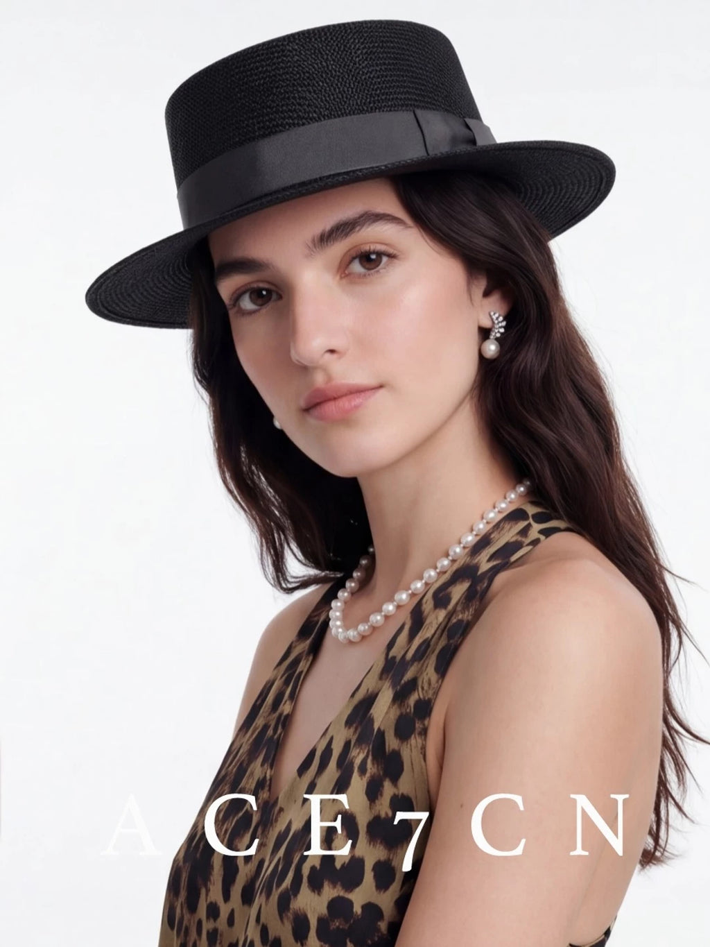 Color-Block Flat-Top Panama Hat — ACE7CN
