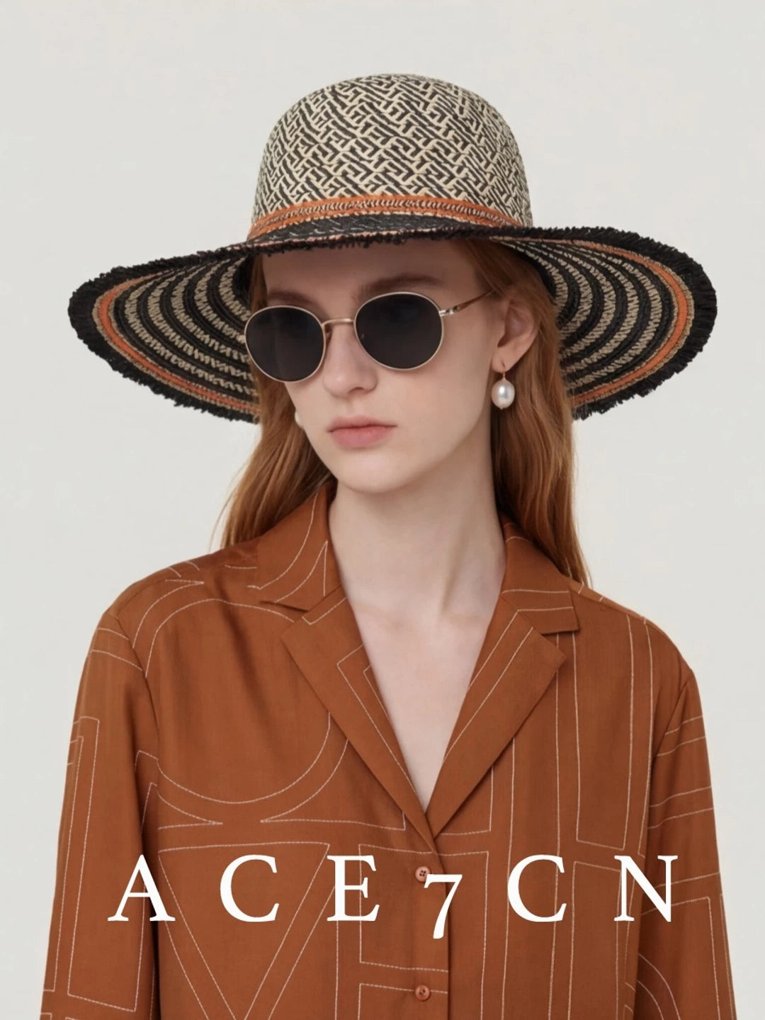Color-Block Straw Sun Hat — ACE7CN