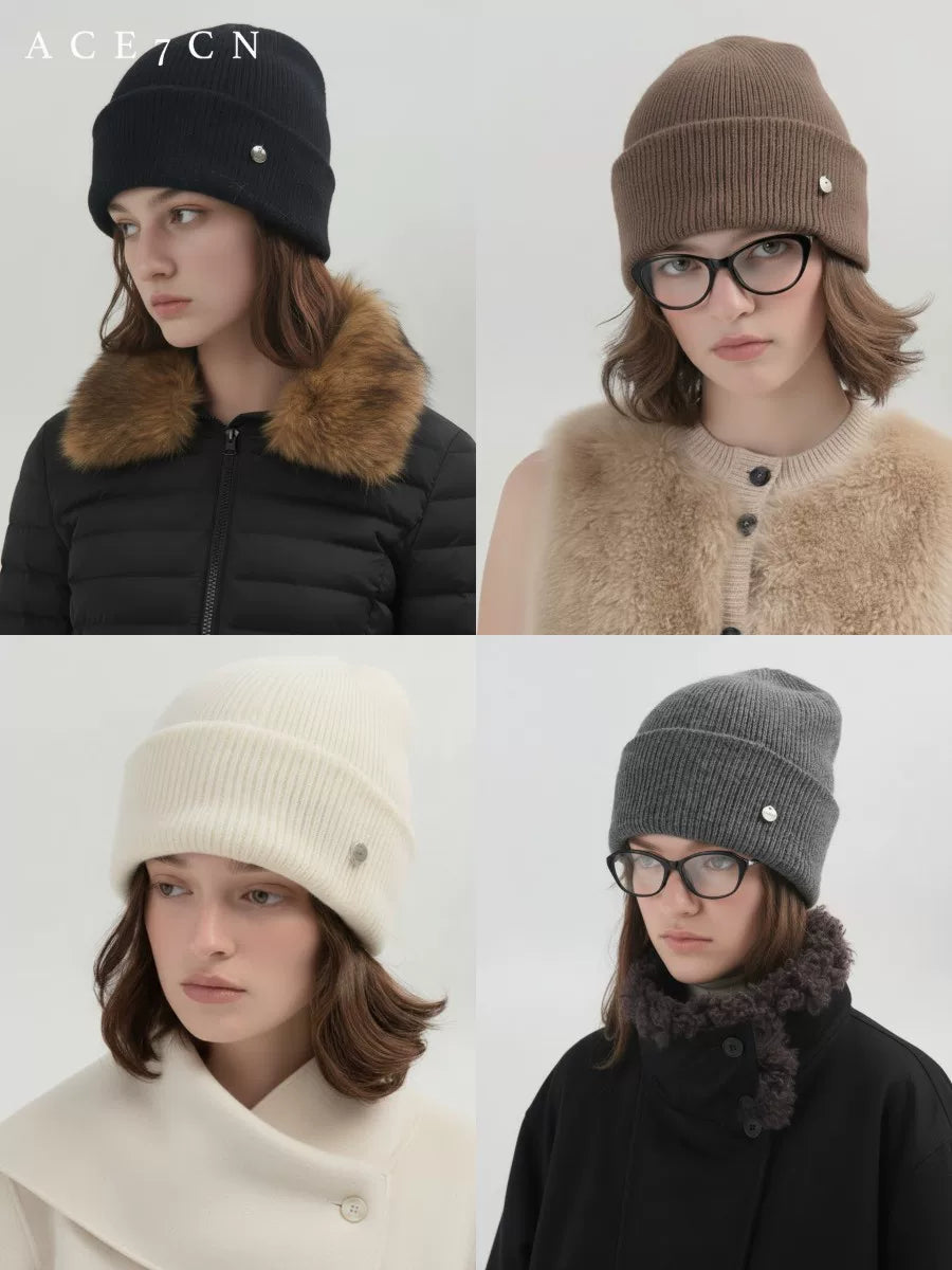 Roll-Brim Wool Ear-Flap Beanie — ACE7CN