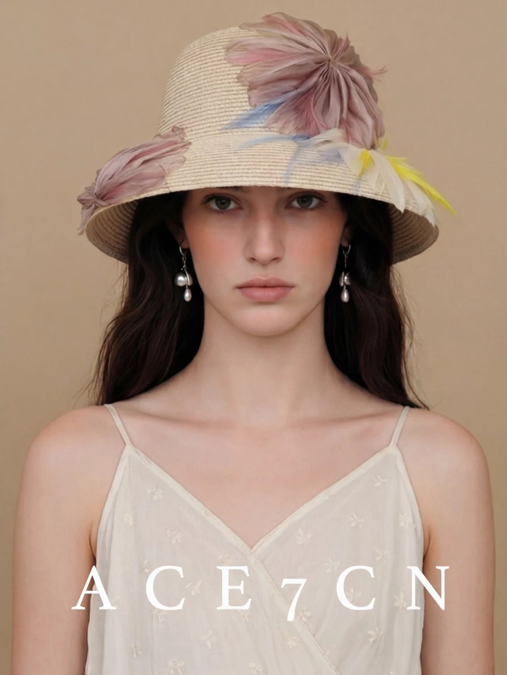 Silk-Flower Straw Fedora — ACE7CN