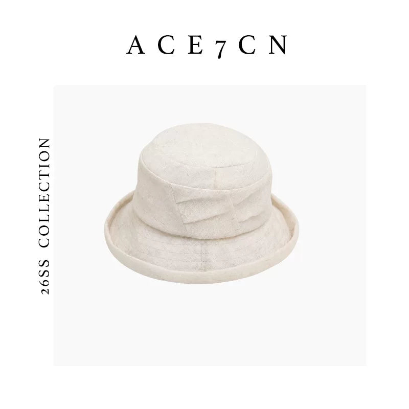Pleated Roll-Brim Bucket Hat — ACE7CN