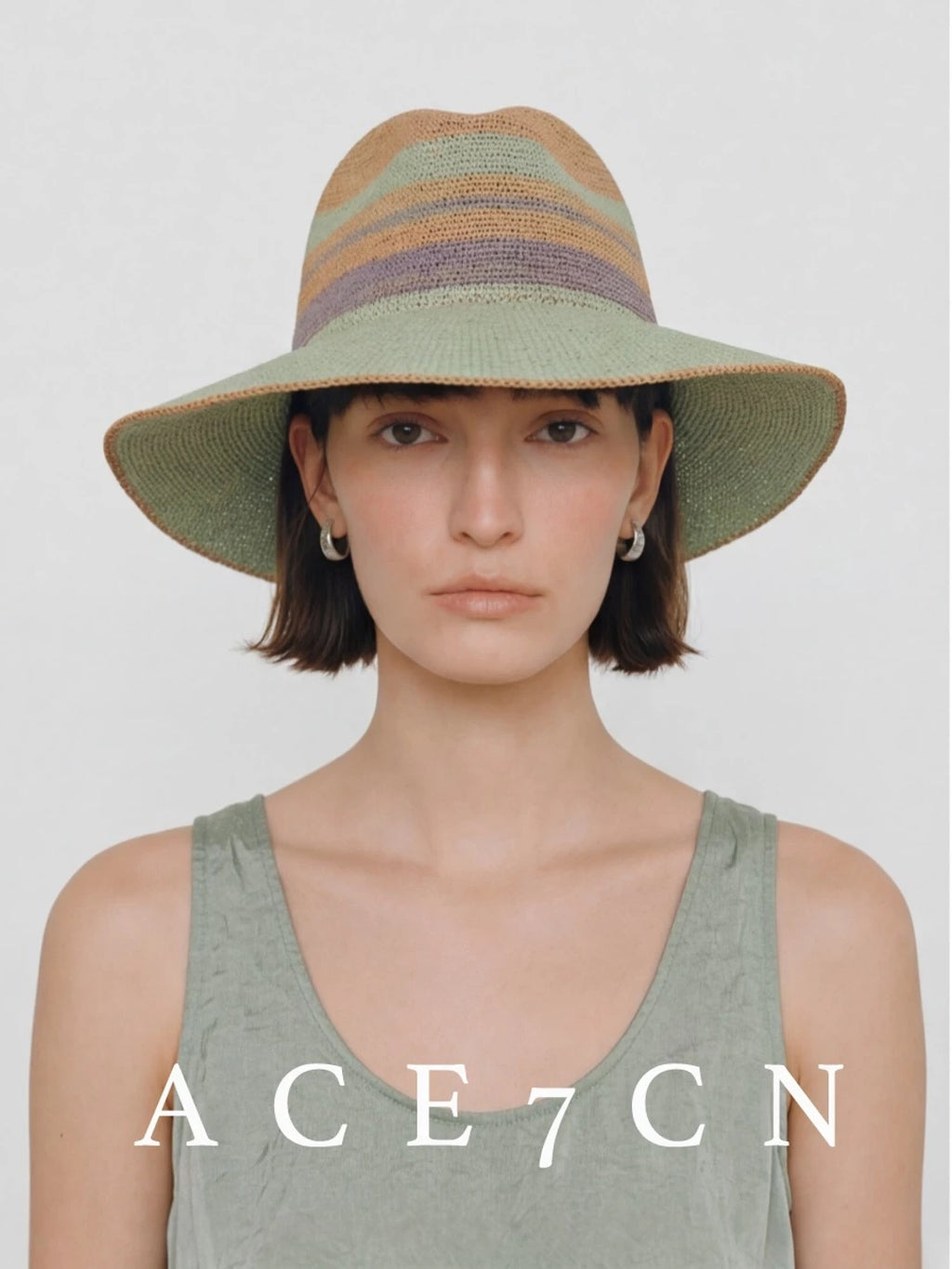 Color-Block Raffia Fedora — ACE7CN