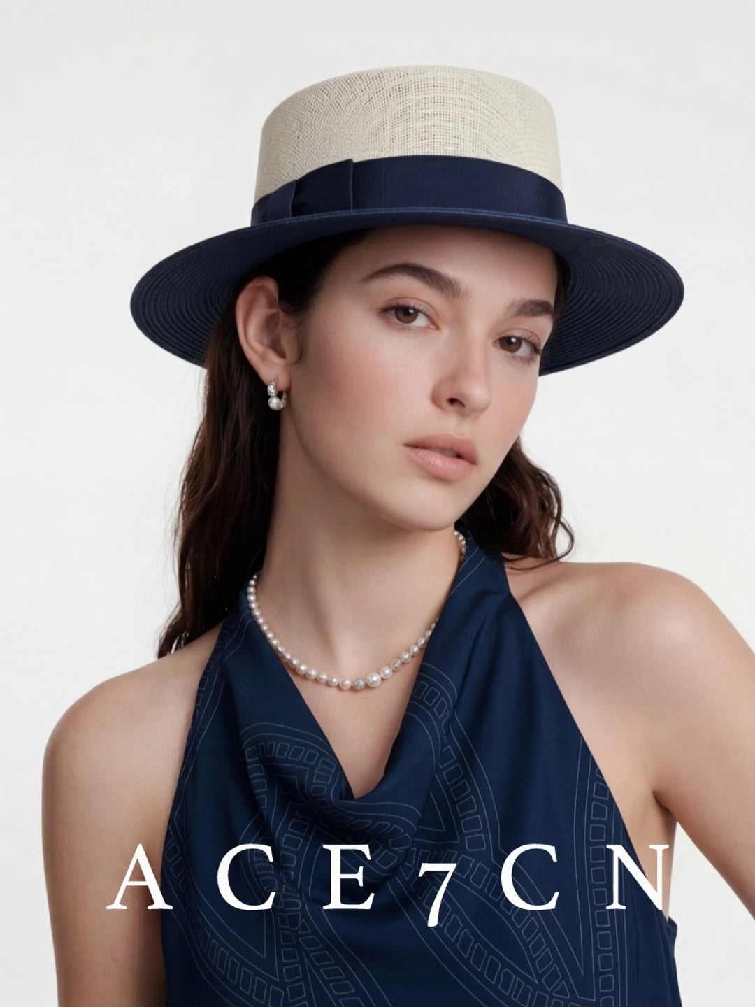 Color-Block Flat-Top Panama Hat — ACE7CN