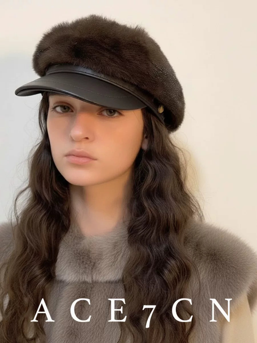 Faux-Mink Equestrian Cap — ACE7CN