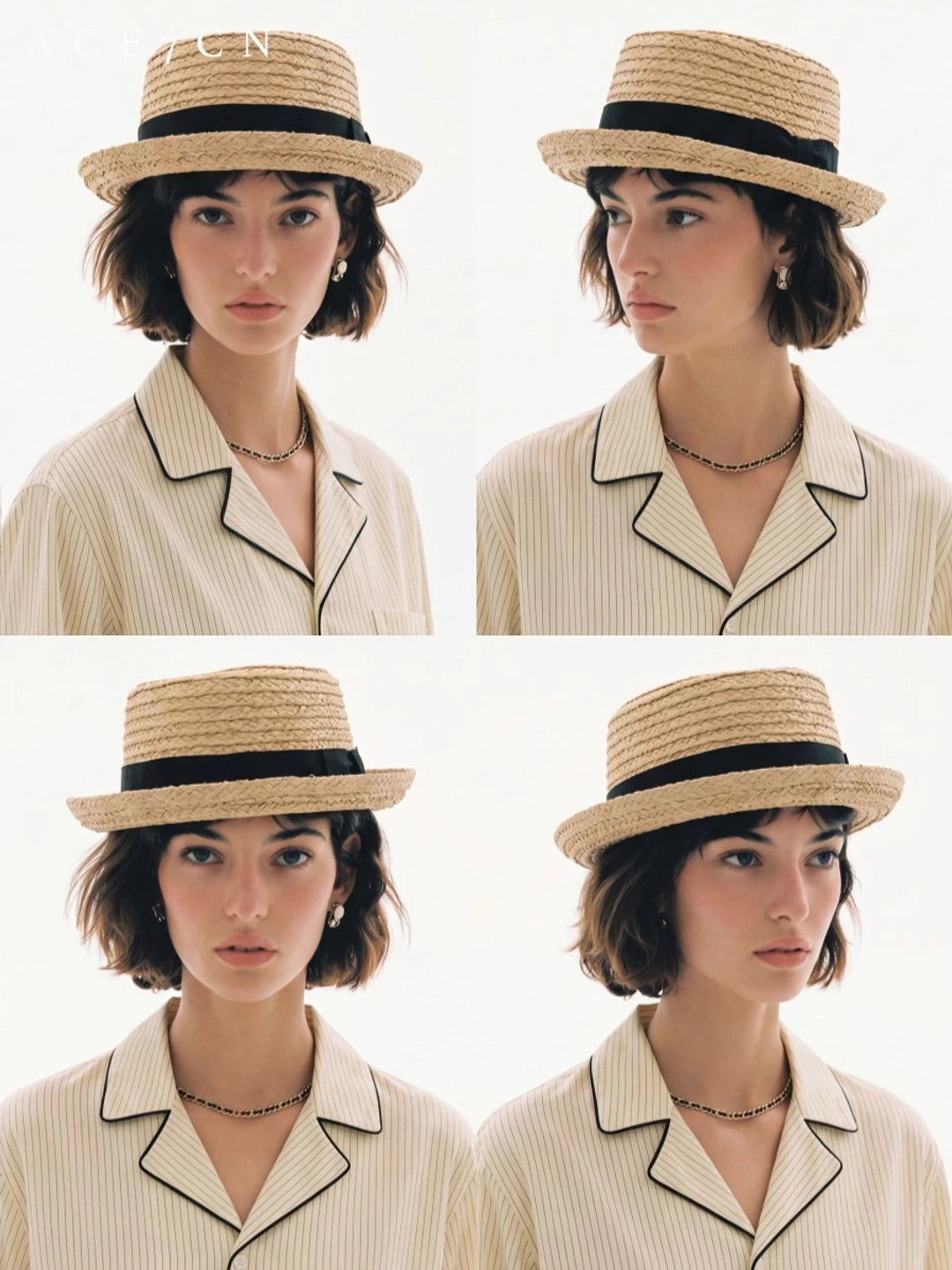 Roll-Brim Raffia Fedora — ACE7CN