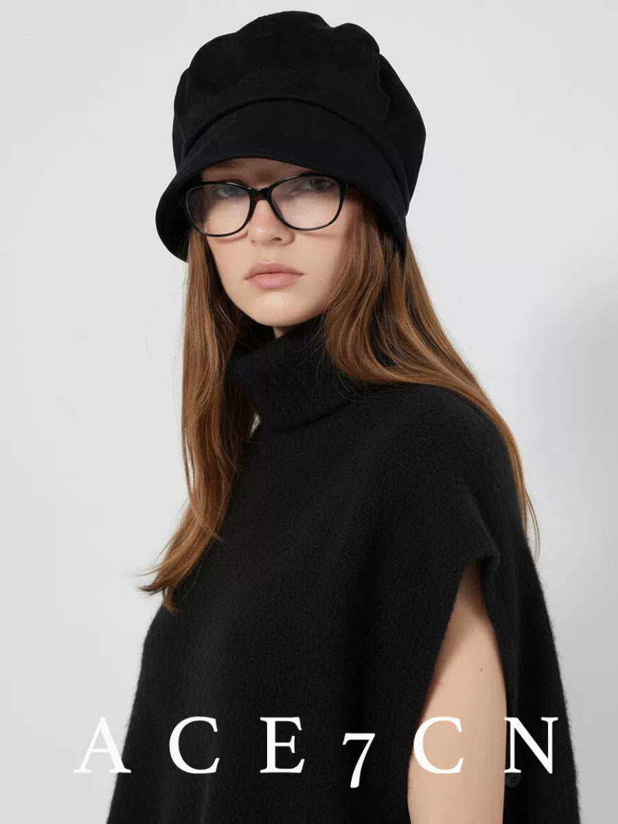 Cool-Tone Suede Octagonal Newsboy Cap — ACE7CN