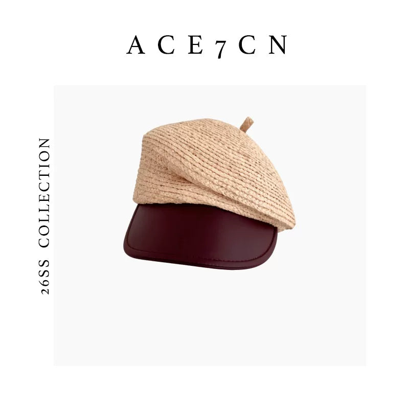 Two-Tone Raffia Equestrian Cap — ACE7CN