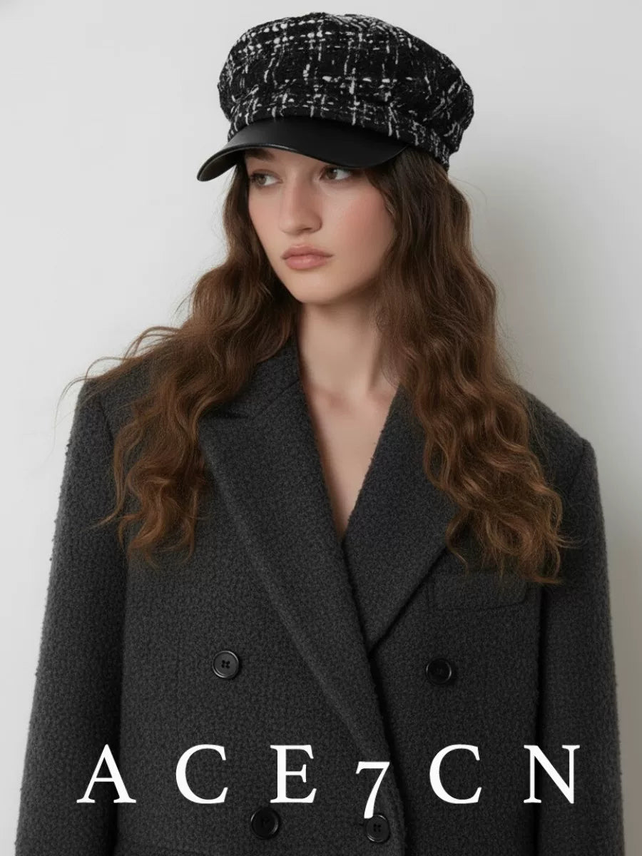 Plaid Tweed Equestrian Cap — ACE7CN