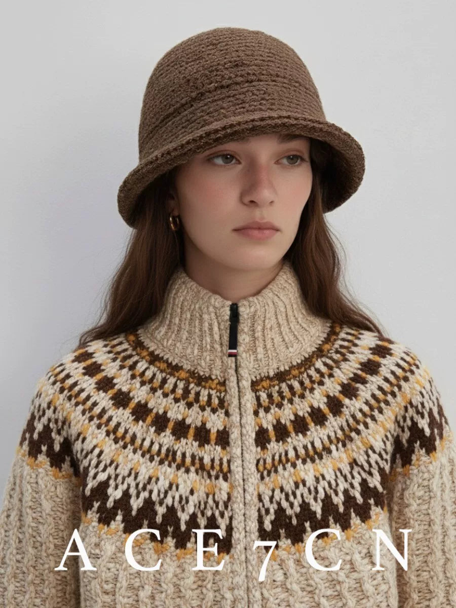 Roll-Brim Hand-Crochet Bucket Hat — ACE7CN