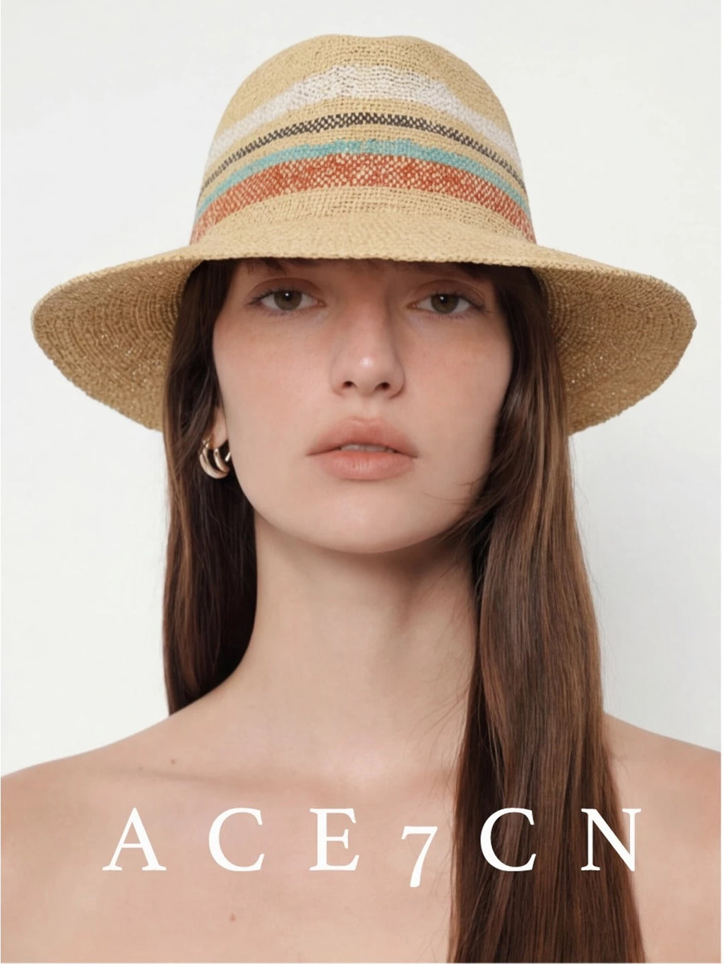 Color-Block Raffia Fedora — ACE7CN