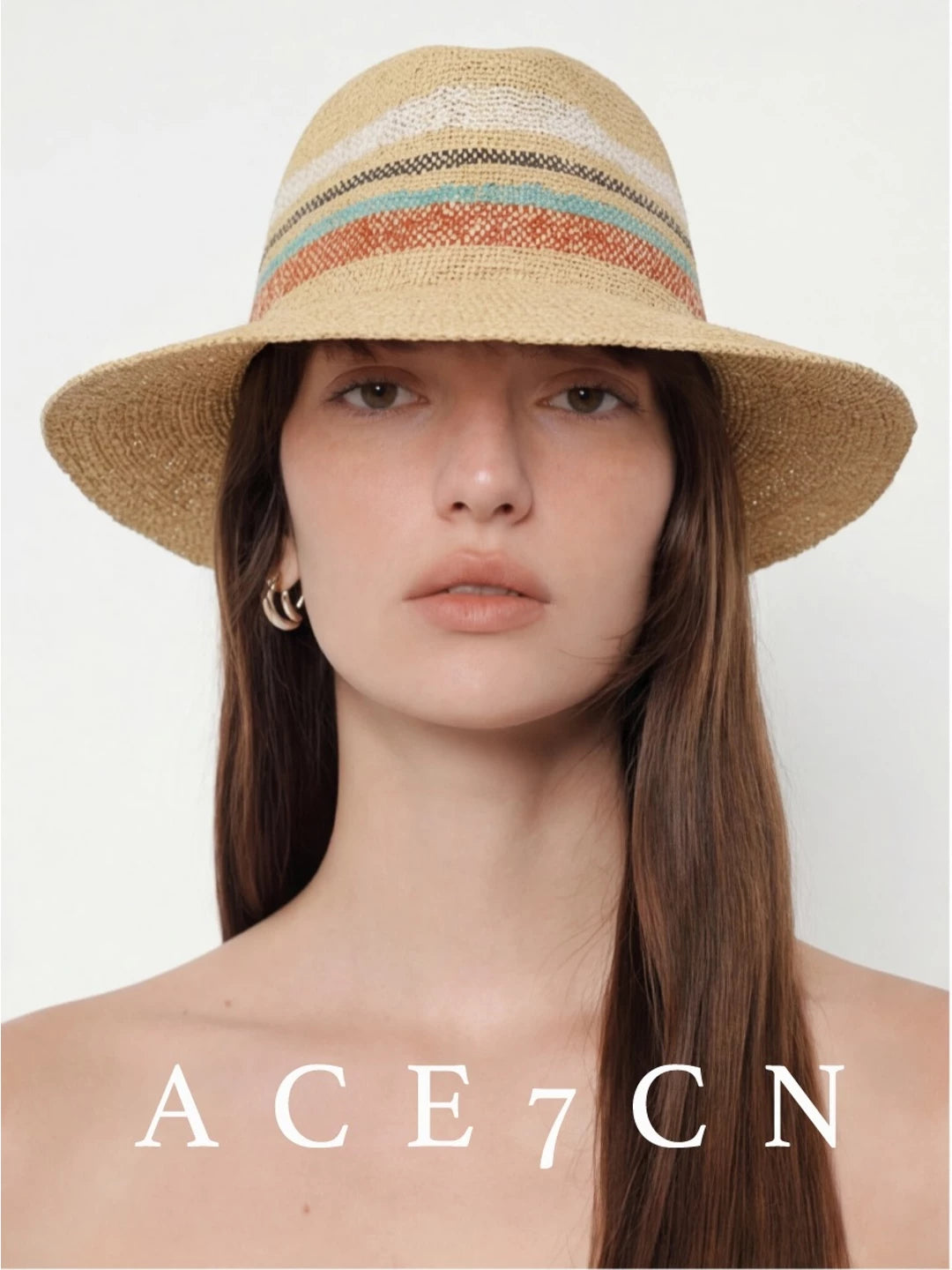 Color-Block Raffia Fedora — ACE7CN