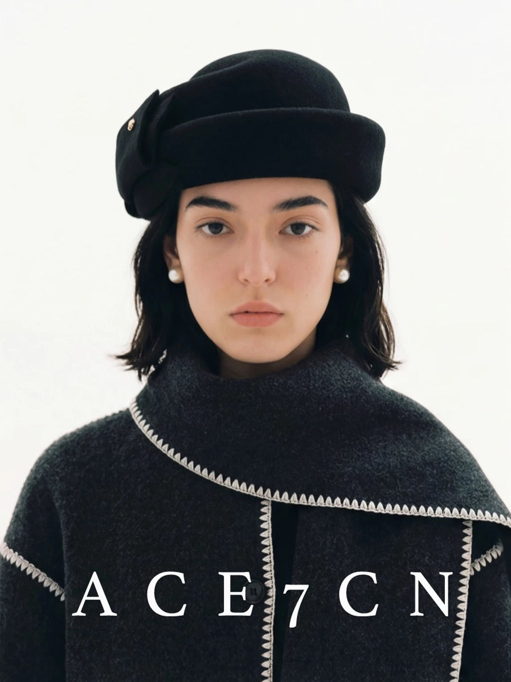 Bow-Detail Wool Pillbox Hat — ACE7CN