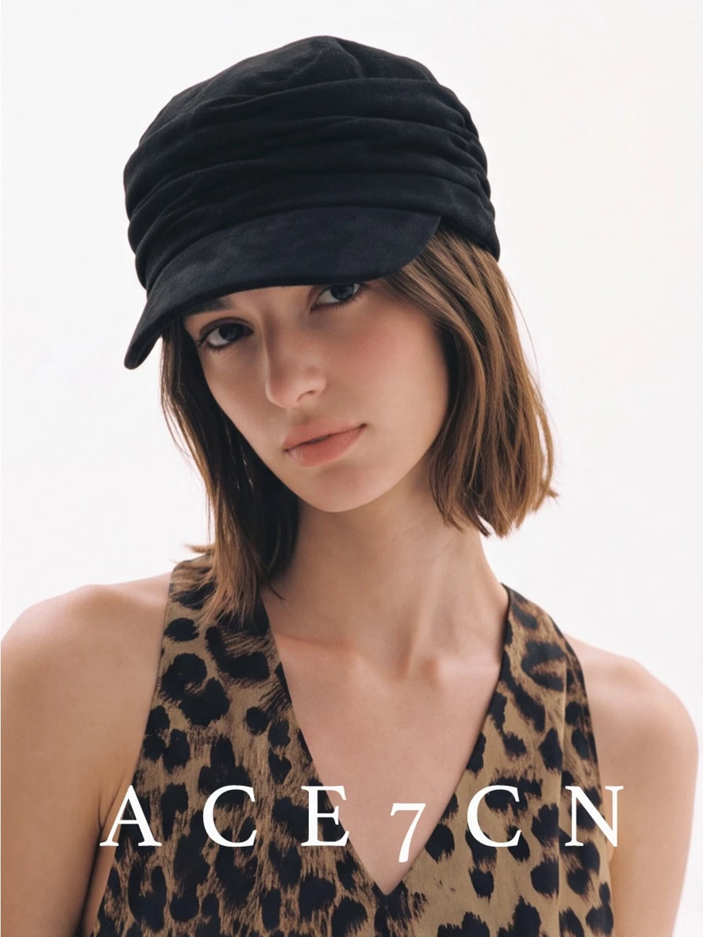 Hand-Pleated Suede Equestrian Cap — ACE7CN