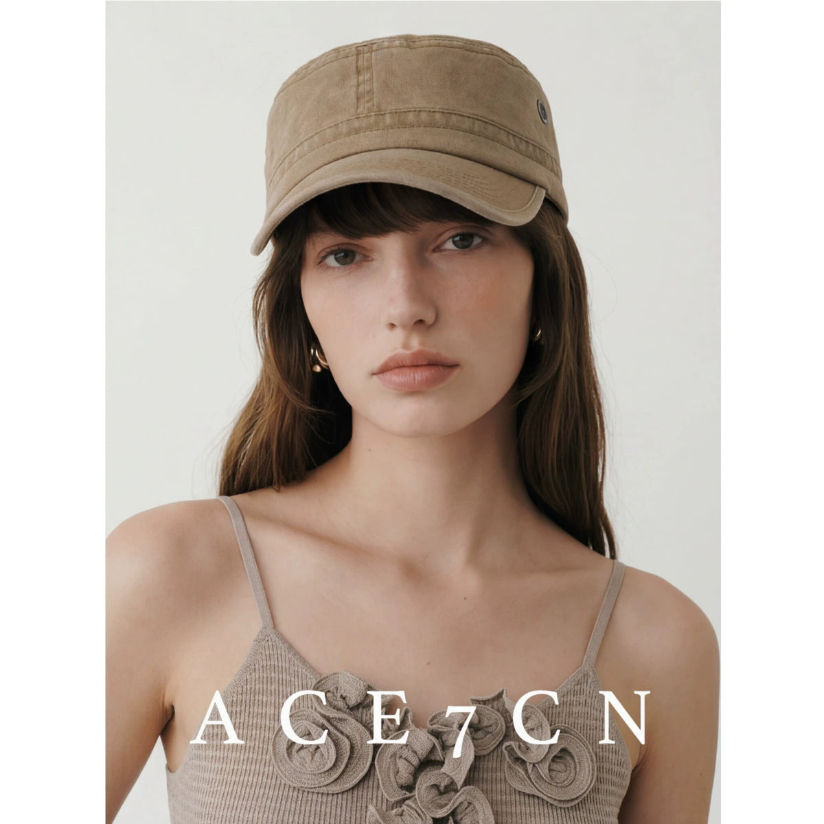 Distressed Denim Flat-Brim Baseball Cap — ACE7CN