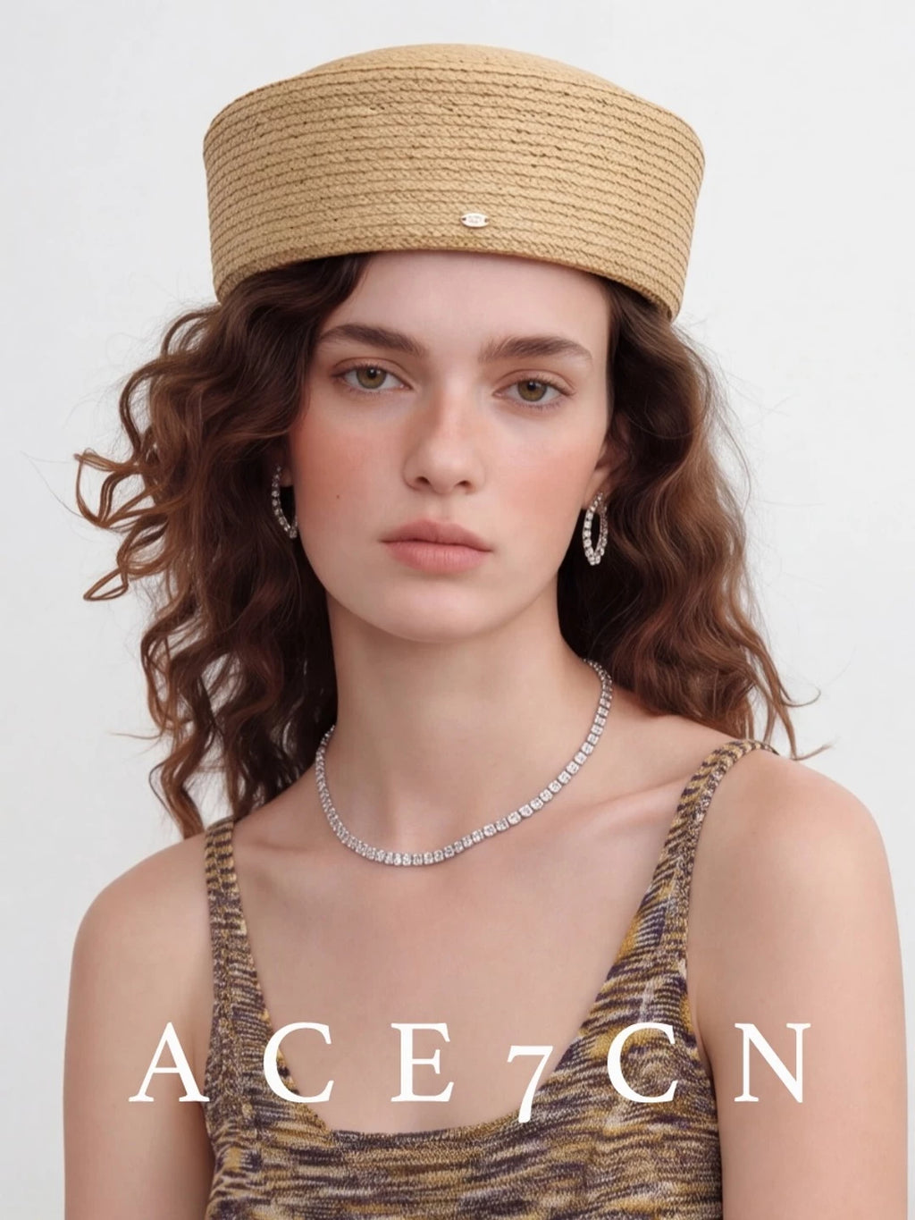 Round-Crown Raffia Pillbox Hat — ACE7CN