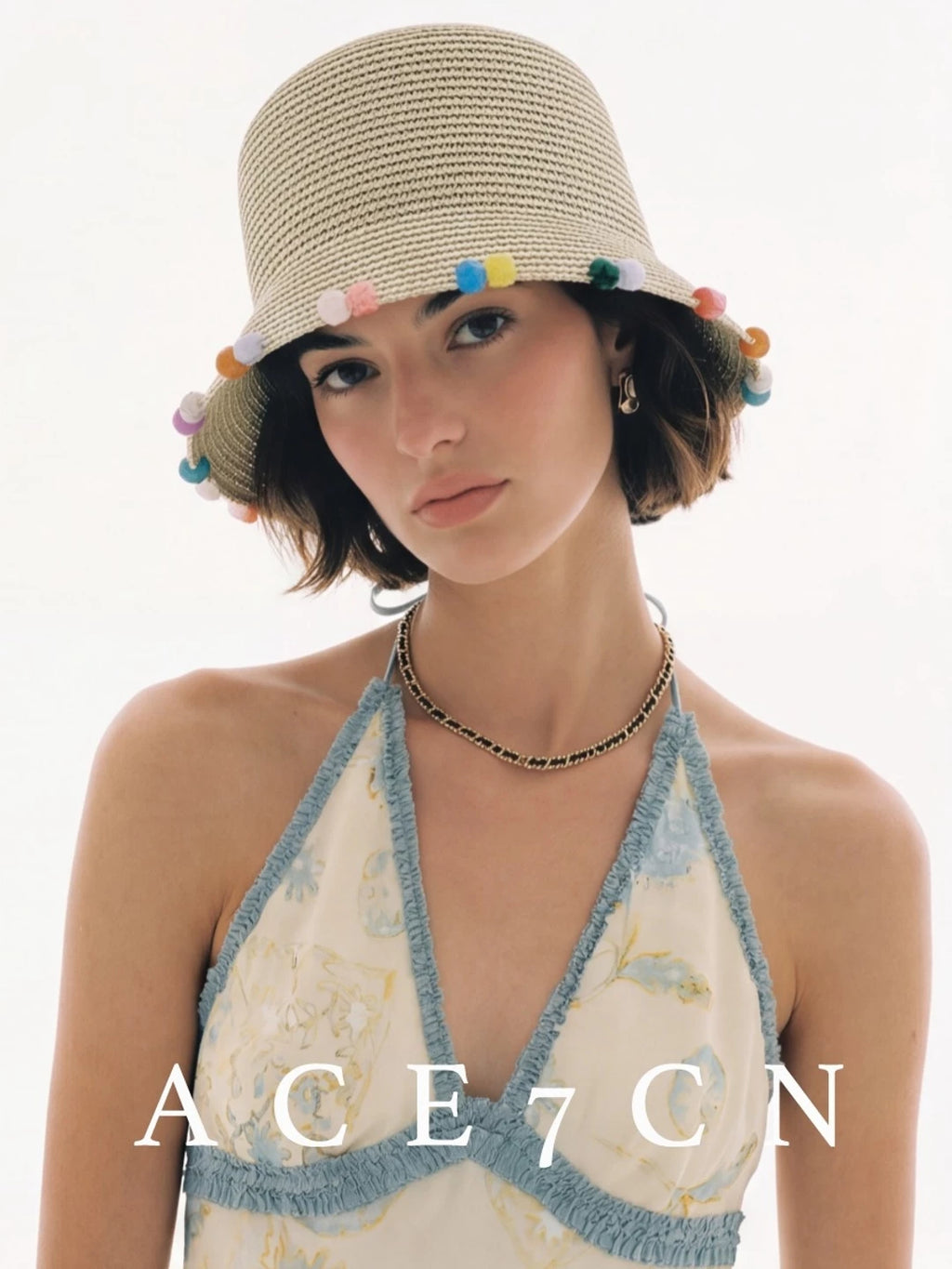Colored-Stone Trim Bucket Hat — ACE7CN