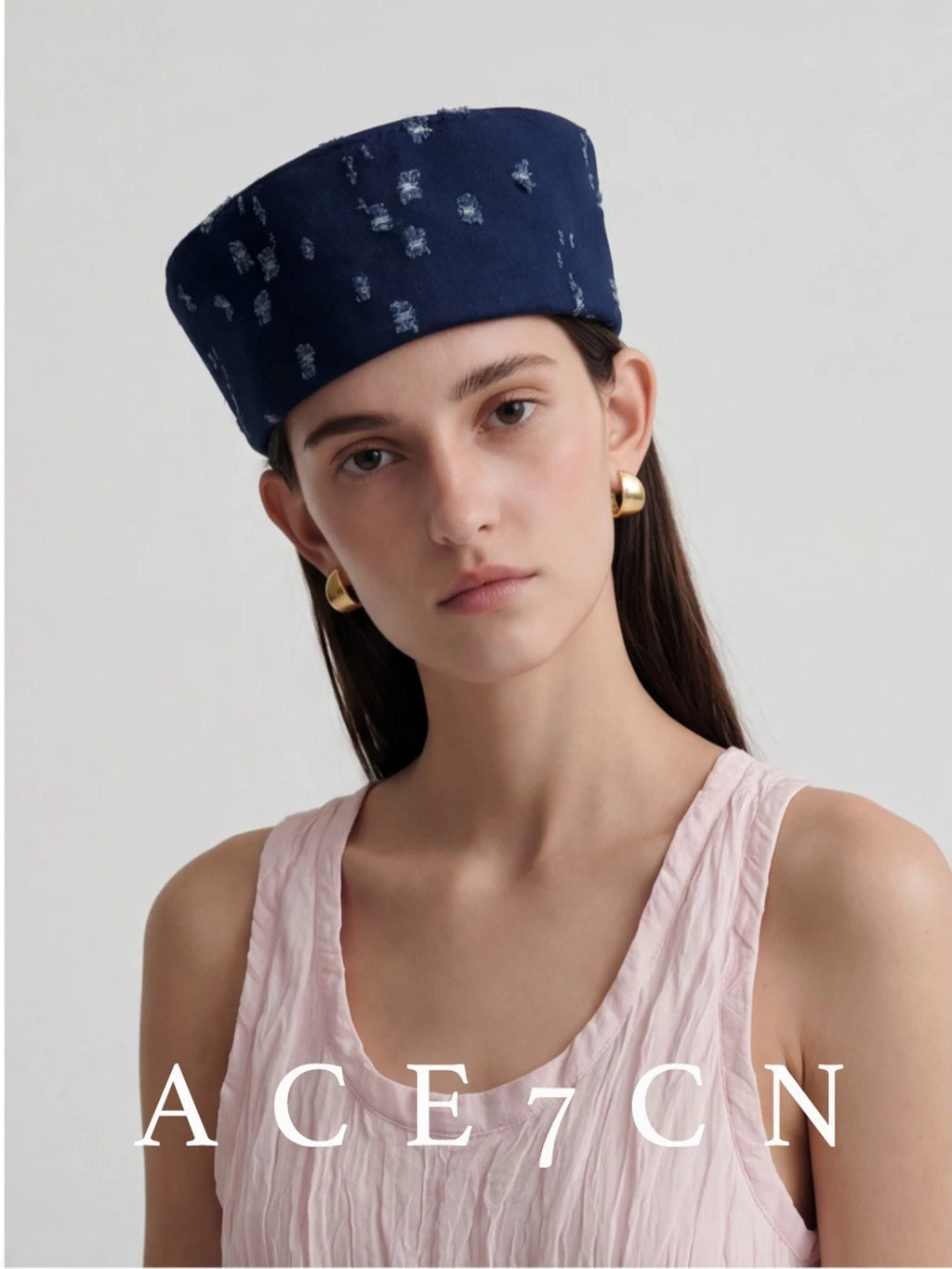 Domed Denim Pillbox Hat — ACE7CN