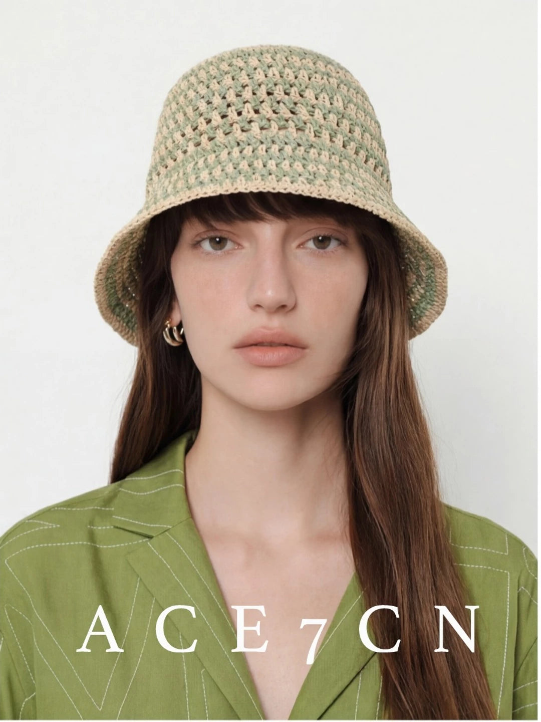 Breathable Openwork Straw Bucket Hat — ACE7CN