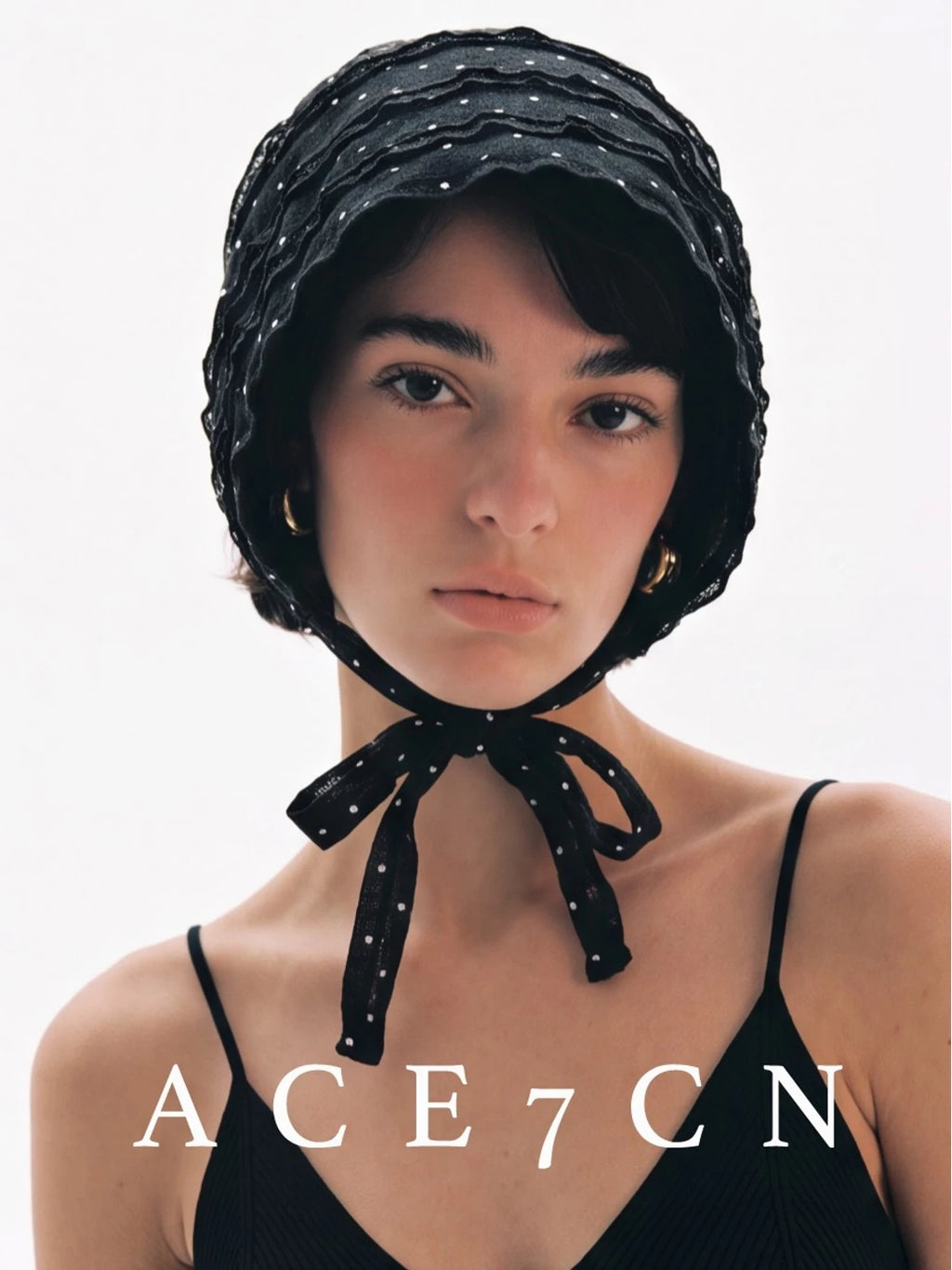 Polka-Dot Tie Head Scarf Hat — ACE7CN