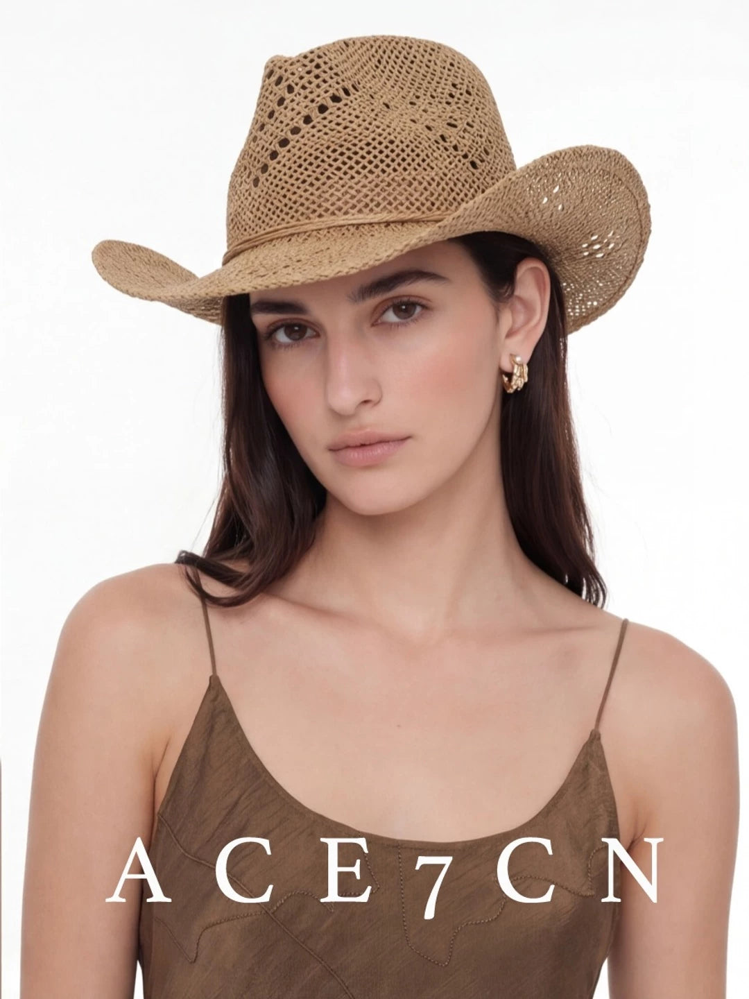 Openwork Straw Cowboy Hat — ACE7CN