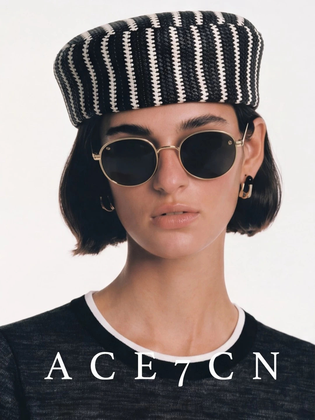 Striped Woven Pillbox Hat — ACE7CN